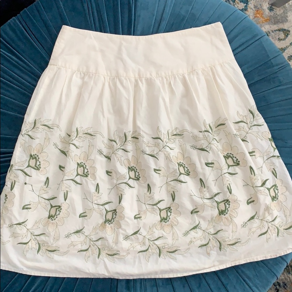 Anthropologie Flared Skirt with Embroidery